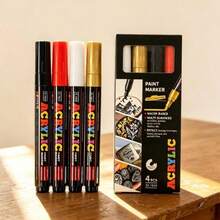 Flysea Classic Push-Button POSCCA Marker, New ZX-1804 Color Series Solid Color 4pcs/Box, Suitable For Holiday/Christmas/New Year Marking, Applicable To Most Surfaces, Acrylic Marker 12/24 Colors, Vibrant Colors And Smooth Writing, Excellent Performance, Cost-Effective, High-Performance Back To School Marker - Sets - View 13