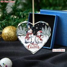 1pc Flat 2D Acrylic Snowman Christmas Decoration - Holiday Snowman And Tree Design, For Holiday Tree Decoration, Perfect Home Gift, No Electricity Required, Christmas Ornament - D - View 6