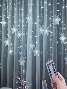 1pc Snowflake Curtain String Lights, Multi-Functional LED Decorative Lights, Suitable For Various Scenes Including Bedroom, Storefront, Window Display, Wedding, Birthday Party, Stage Event, Christmas And Home Decor - Curtain String Lights - View 6