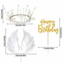 3件公主主題生日蛋糕裝飾，皇冠金色生日快樂蛋糕插牌，女神主題蛋糕裝飾，適用於生日派對、婚禮週年、情人節、母親節蛋糕裝飾，優雅可愛（請搭配托盤與插棒使用） - 彩色 - 查看 10