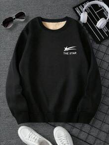 Men's Fashion Casual Outdoor Sweatshirt, Minimalist Loose Fit, Crew Neck Design, Durable And Long-Lasting, Suitable For Daily Wear - Black - View 5