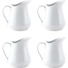4-Pack White Porcelain Small Pitchers With Handles, 80 Ml Volume, For Holding Coffee, Milk, Juice And Sauce In Kitchen Spaces. - White - View 7