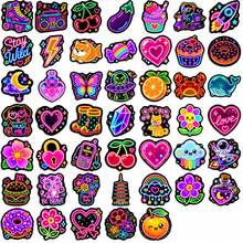 50Pcs Neon Style Cute Element Stickers, Bright Neon Light Graphic Decals, Waterproof Stickers For Journal, Laptop, Water Bottle, Scrapbook, Aesthetic Craft Decor - Multicolor - View 9