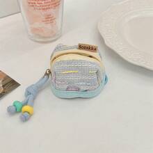 1 buah Kotak Pelindung Earbud Nirkabel Gaya Tweed, Kantong Penyimpanan Kain Lembut dengan Resleting dan Tali Pergelangan Tangan, Tas Pelindung Earphone Mini Portabel untuk Penggunaan Sehari-hari, Hadiah Ulang Tahun, Hadiah Natal - MultiWarna - View 12