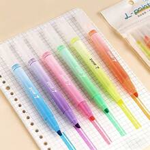 12pcs Soft Tone Fluorescent Markers With Outline Pens, Layerable Fluorescent Markers, Student Note Marking Pens, Highlight And Doodle Pens, No Bleed, Quick-Drying Ink, For Journaling, Bible Study, School And Office Use - Multicolor - View 9