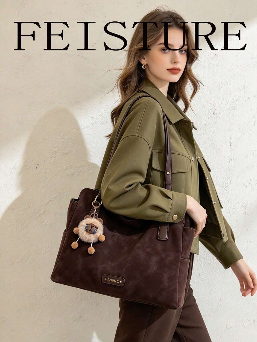 FEISTURE 1pc Women's Large Capacity Underarm Bag, Fashionable Shoulder Bag, (Excluding Pendant) Suitable For Girls, Women, College Students, New Professionals And White-Collar Workers, Perfect For Work, Business, Commuting, School