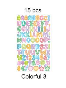 15 Sheets Colorful Alphabet & Number Stickers, Self-Adhesive Bubble Letter & Symbol Stickers For DIY Scrapbooking, Journaling, Cards, Gifts & Everyday Decor - one-size - View 16