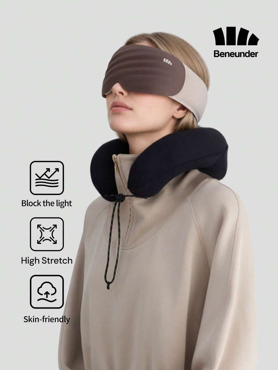 Beneunder Zero-Pressure 3D Blackout Eye Mask LC013 - Sand Wood Brown - View 1