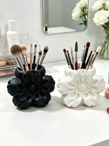 French Floral Makeup Storage Bucket, One-Piece Molded Full Petal Relief, Soft And Flowing Petal Lines, Large Opening For Easy Access To Makeup Tools, Combines Storage And Artistic Decoration - Multicolor - View 10