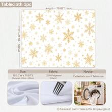 1pc Winter Christmas Minimalist Gold Snowflake Pattern Tablecloth, Stain-Resistant Dining Table Decor Cloth, Suitable For Kitchen, Dining Table, Coffee Table, TV Cabinet, Entryway, Party Holiday Decoration, Home Decor, Christmas Gathering - Multicolor - View 11