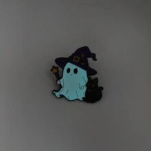 Kawaii Glow In The Dark Ghost Witch Enamel Pin, Halloween Ghost Black Cat Brooch For Jacket Backpack Hat, Cute Halloween Jewelry Gift For Man Women - Multicolor - View 10
