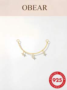 S925 Sterling Silver Tassel Zirconia Pendant, Versatile DIY Pierced Ear Studs, Necklace And Bracelet Accessories - Gold - View 12