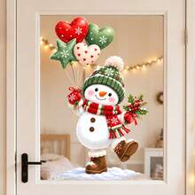Christmas Snowman Window Stickers, Cute Snowman Balloon Static Cling Window Decals, No Glue Needed Holiday Glass Decoration, Suitable For Windows And Doors - Snowman Balloon - View 1