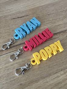 Personalized 3D Printed Name Keychain - School Bag Tag, Party Favor, Class Gift - Multicolor - View 3