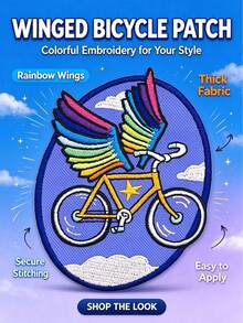 1pc/2pcs/4pcs/5pcs/7pcs/8pcs/9pcs Rainbow Wing Flying Bicycle Embroidered Iron On Patch For Jackets Backpacks - Multicolor - View 1