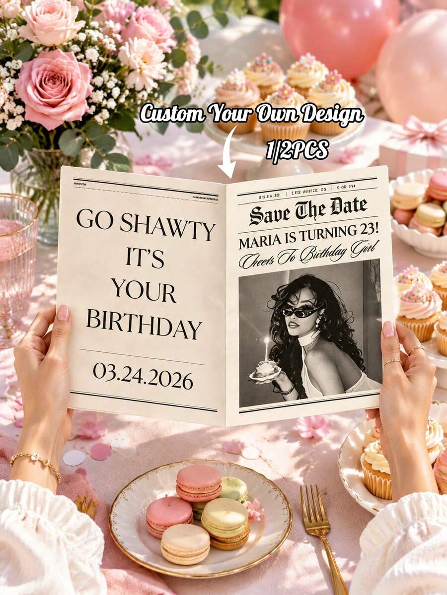 1/2 Personalized Newspaper Poster, Customized Photo And Text Newspaper Poster, Birthday Newspaper Poster, Birthday Party Announcement And Newspaper Poster, Gift For Him Or Her, Birthday Or Holiday Gift