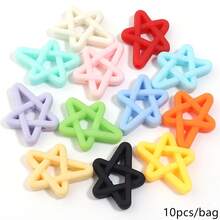10pcs/Pack Acrylic Hollow Five-Pointed Star Vertical Hole Flat Beads 18*22mm Mixed Color Asymmetrical Star Pendants For Handmade DIY Phone Chain Keychain Bag Charm Colorful Beads - Random Color Mixing - View 10