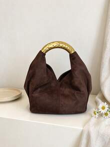 Niche Dumpling Handbag For Women, Chic Fashion Shoulder Bag, Commuter Crossbody Bag - Coffee - View 8