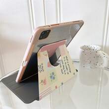 1pc Cute Floral Quote Plaid Print 360° Rotatable Tablet Protective Case, Multi-Angle Viewing Book-Style Stand, Compatible With IPad A16 2025, Galaxy Tab S9 FE/S8 Plus/S7/S10, Pad, MatePad, Pad, Honor Pad, Pad - Multicolor - View 8