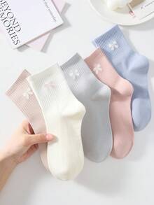 4 Pasang Kaos Kaki Wanita Motif Pita Manis Lucu Warna Polos Panjang Setengah Betis/Panjang/Pendek/Pergelangan Kaki, Kaos Kaki Putih, Kaos Kaki Minimalis, Kaos Kaki Pelajar, Kaos Kaki Kasual Nyaman Kreatif Serbaguna untuk Sehari-hari, Warna Acak, Cocok untuk Kehidupan Sehari-hari, Semua Musim Semi Musim Panas Musim Gugur Musim Dingin - MultiWarna - View 9