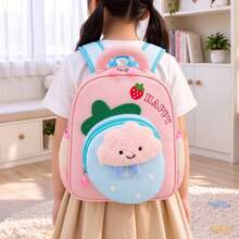 Ransel Anak Perempuan Model Baru, Segar dan Modis dengan Kombinasi Warna yang Menarik dan Motif Stroberi Lucu, Kapasitas Besar, Ringan dan Sederhana, Motif Kartun - MultiWarna - View 8