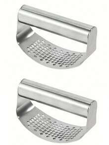 1/2pcs Stainless Steel Ring-Shaped Hand-Held Garlic Press, Manual Garlic & Ginger Crusher, Garlic Chopper, Easy To Clean, Convenient To Carry And Store, Kitchen Gadget - Silver - View 8