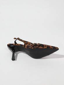 Leopard Print High Heel Closed Toe Sandals Fairy Shoes 2026 New Mule Shoes Spring Summer Elegant Pointed Toe Shoes - Brown - View 8
