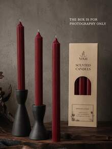 4pcs Burgundy Vertical Striped Scented Candle Set, Smoke-Free Fragrance Candles, Soy Wax Material, Suitable For Wedding, Home Decor Candles - Gear Rod Wax - View 6