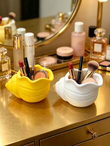 Creative Seashell Shaped Makeup Brush Holder, Smooth Shell Texture One-Piece Molded, Rounded Opening For Easy Access, Stores Eyebrow Pencils And Lipsticks, Combines Storage Function And Decorative Beauty - Multicolor - View 2