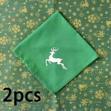 1/2/6pcs Christmas Reindeer Snowflake Christmas Tree Fabric Printed Napkins, Holiday Table Decor Napkins, Party Platter Photo Napkins - Multicolor - View 15