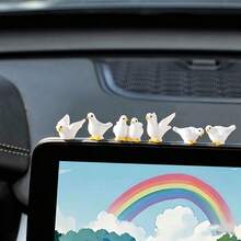 6pcs Creative Cute White Dove Car Desktop Ornament DIY Car Interior Office Desk Computer Screen Landscape Decoration Accessories Holiday Atmosphere Decor - Little White Dove - View 2
