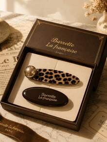 Autumn New Leopard Print Chocolate Color Alligator Hair Clip Korean Style Side Hair Fringe Clip Elegant High-End Straight Clip - Multicolor - View 6