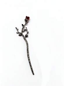 Vintage Rose Hair Stick With Branch Design, Floral Hair Pin For Women's Long Hair, Daily Wear - Multicolor - View 10