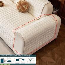 1pc Washable Non-Slip Warm In Autumn And Winter Sofa Cover, Suitable For Single, Double, Three-Person And Four-Person Sofas. Quilted Design, Magnetic Closure, Pet-Friendly Protection - Flannel Sofa Cover - White - View 13