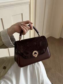 2026 Autumn/Winter New Solid Color Fashion Minimalist Elegant Shoulder Bag Crossbody Bag Popular Textured Handheld Small Square Bag Women's Bag Suitable For Commuting Shopping And Travel - Coffee Brown - View 8