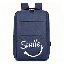 A Business Backpack With Smile Face Print, Unisex Design, Suitable For Campus, Short Trips, Daily Commute And Work, All-Season Large Capacity Compartment For Laptop And Various Learning Supplies - Backpack - View 14