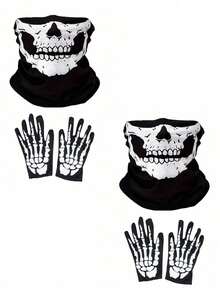 1pc/2pcs/3pcs Unisex Skull Funny Face Mask Balaclava Riding Mask Neck Gaiter, Suitable For Daily Riding, Halloween Party, Outdoor Activities - Multicolor - View 11