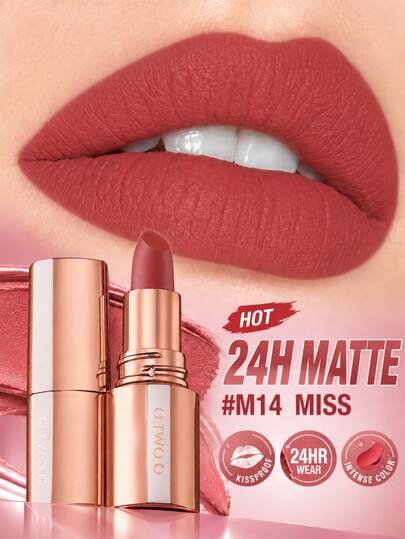 O.TWO.O Lipstik Matte Halus Berpigmen Tinggi, Lembut Seperti Beludru, Tahan Air, Tidak Lengket, Tahan Lama, Tidak Pudar, Riasan Bibir untuk Pemakaian Sepanjang Hari untuk Wanita, Ibu, Istri, Saudari, Remaja, Pacar, Produk Makeup, Produk Kosmetik, Kaya Warna Beragam
