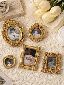 14pcs Mini Vintage Photo Frames, Small Resin Antique Photo Frames, Gold Mini Photo Frames, Suitable For DIY Wall Hanging, Jewelry Display, Photography, Party, Hotel, Home Decor (Mini Photo Frame A) - 10 Gold Photo Frames + 4 Gold Angels - View 9