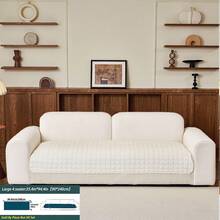 1pc Washable Non-Slip Warm In Autumn And Winter Sofa Cover, Suitable For Single, Double, Three-Person And Four-Person Sofas. Quilted Design, Magnetic Closure, Pet-Friendly Protection - Flannel Sofa Cover - White - View 14