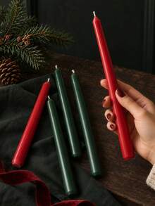 4/2PCS, Vintage Style Smooth Pointed Long Taper Candles, Red/Green, Christmas Set, 0.86*9.84 Inch Long Taper Candles, Ideal For Home Decor, Festive Party, Tabletop Decoration, Christmas, Christmas Decoration - Multiple Styles - View 3