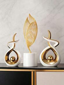 Elegant Modern Art Decor, Twisted Infinity Symbol Resin Sculpture With Gold Trim And Sphere Shape, Desktop Decorative Craft - Multicolor - View 8