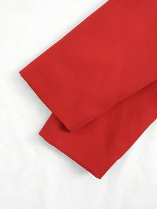 Women's V-Neck Frog Button Ruffle Trim Jacket, Long Sleeve Slim Fit Cropped Outerwear - Red - View 9