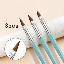 3pcs Nail Art Brush Set, Suitable For Nail Painting, Coating, Outlining Your Perfect Nail Style - Baby Blue - View 7