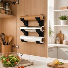 2pcs Wall-Mounted Kitchen Paper/Plastic Wrap/Aluminum Foil Roll Holder, Holds 3 Rolls, Fits Rolls Up To 50mm Diameter, Space-Saving, No-Drill Installation, Keeps Kitchen Organized, Suitable For Cabinet Doors And Tiles, No Surface Damage - Multicolor - View 6