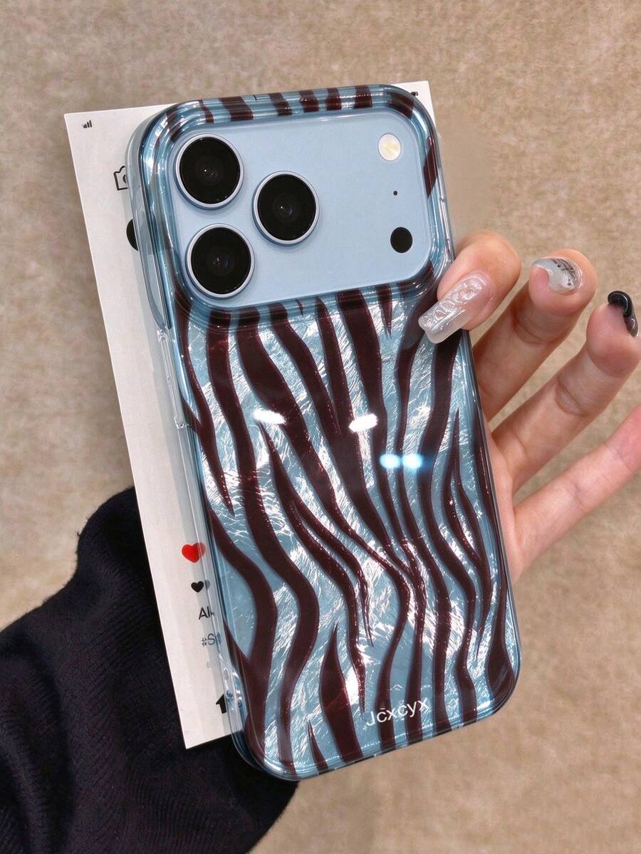 奢華豹紋四色拼接波浪斑馬條紋手機殼，適用於 iPhone 18 Pro Max 18 Pro 17 Pro Max 17 Pro 17 Air 17 12 13 14 15 16 Pro Max 14 Plus 15 Plus 16 Plus 11 17 16 15 14 13 12，光滑保護殼
