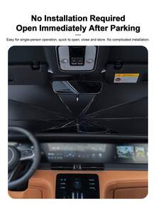 Car Windshield Sun Shade Umbrella, Foldable Front Window Sunshade, Multi-Layer Heat Insulation UV Block Car Sun Visor, Protect Car Interior From Sun Damage, Fits Sedan SUV Truck With Storage Bag - A - View 5