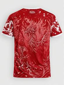 Men's Liverpool Phoenix Print Football Jersey, Moisture-Wicking Quick-Dry Breathable Short Sleeve Soccer Shirt, Suitable For Training, Matches, Daily Wear, Gift - Red - View 3