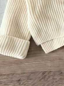 Girls' 2pcs Vertical Striped Knit Set, Hooded Front Button-Up Cardigan Top + Wide Leg Pants, Soft Comfortable Beige Solid Color Casual Outfit, Suitable For Autumn/Winter Daily Home And Outdoor Wear - Apricot - View 6
