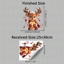 1Pc Cute Reindeer Christmas Window Clings Static Decals Santa Hat String Lights Kids Room Holiday Decor Window Decals - Multicolor - View 12